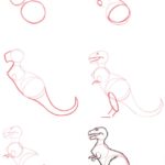 Tiranosaurus Rex dibujo 6 pasos
